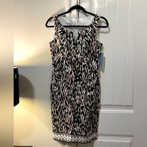Leopard Print Ruched Sides Short Knee Dress